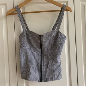 Zip up bustier navy / white stripe
